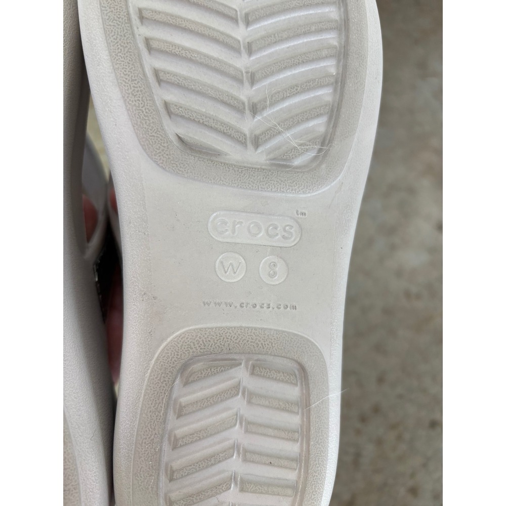 Crocs Capri V Metallic Texture Sandals White Silver Snakeskin Flip Flops Size 8 - Picture 8 of 8
